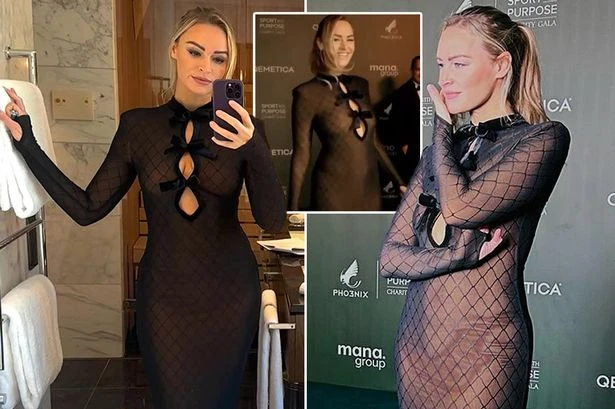 Laura Woods wows in see-through red carpet dress and leaves little to the imagination