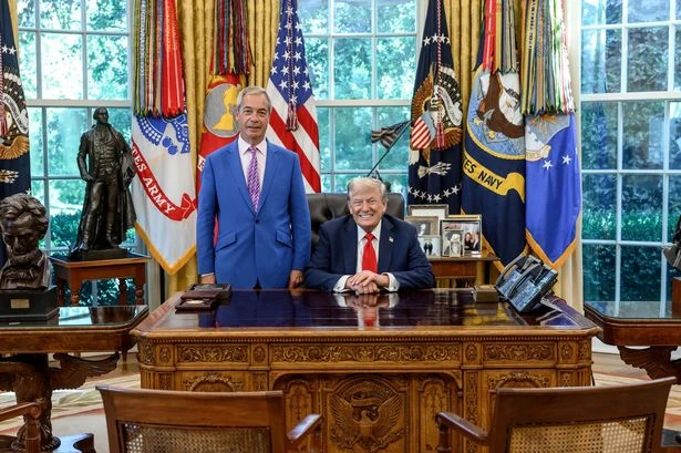 Nigel Farage meets Trump in Oval Office as people call him 'president's lap dog'