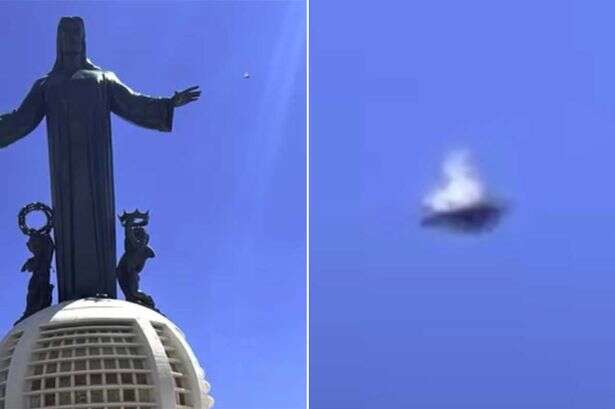 Saturn-shaped UFO hovers above Jesus statue as locals say 'aliens are coming'