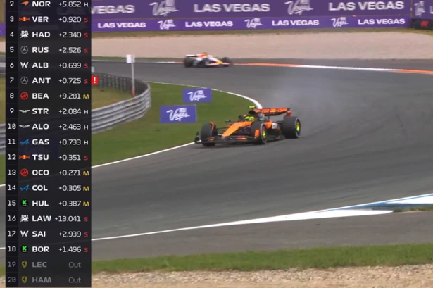 Lando Norris out of GP while chasing lead as smoke comes out of his car