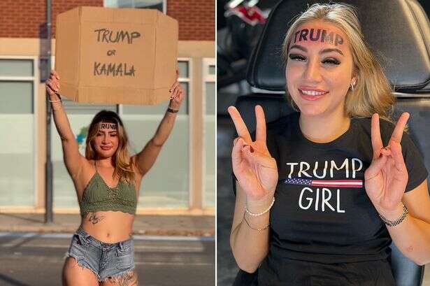 Woman with Trump forehead tattoo piles in on US Election as she heads to the streets