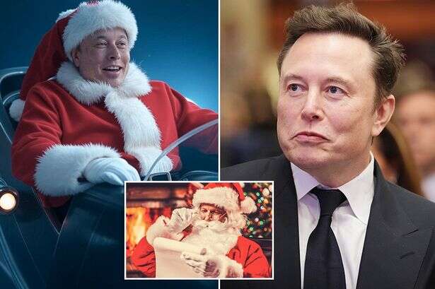 AI imagines Elon Musk taking Santa Claus' job with SpaceX sleigh and robotic workshop