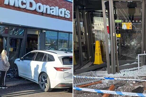 Car ploughs into McDonald's entrance as motorist makes 'drive-thru mistake'