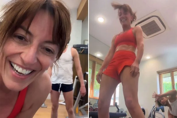 Davina McCall sizzles in plunging top and tiny shorts in sweaty workout clip