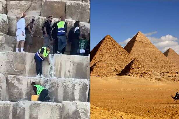 Experts alarmed by video of workers hammering at Egypt’s Great Pyramid of Giza