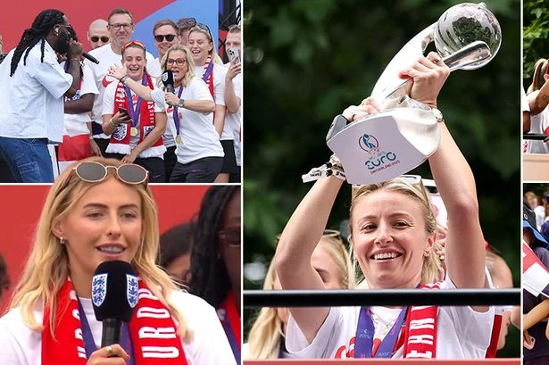 Chloe Kelly drops f-bomb in front of 65,000 partying Lioness fans outside royal palace