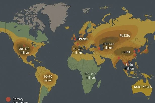 WW3 nuclear devastation could see '6 billion dead' as chilling AI map made