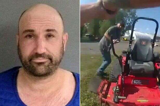 Man riding lawn mower tries to flee cops before pulling out gun and making dire mistake