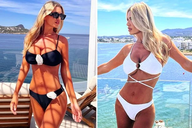 Christine McGuinness flashes underboob in bikini help up by luck as fans left sweating
