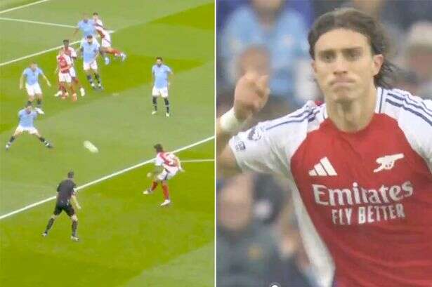 Arsenal fans joke Riccardo Calafiori 'isn't just good looks' after wondergoal against City