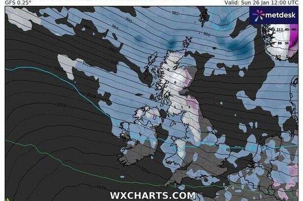 Snow map reveals exact date of another 470-mile battering headed Britain's way