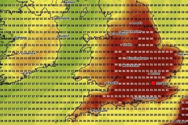 UK weather maps show exact date tropical 32C heatwave to blast Brits
