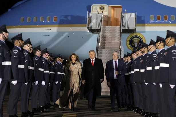 Donald Trump's very British first words to Melania as they land in UK spotted