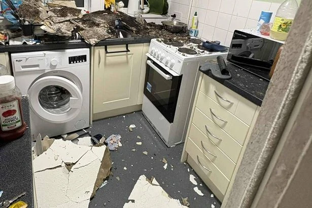 Mum 'in shock' after mould-ridden council flat ceiling collapses in 4.30am horror
