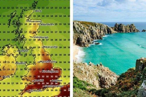 UK weather map shows 62 counties will be spared from scorching 34C heatwave