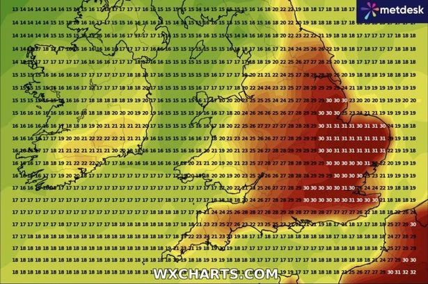Nine parts of England that won't be hit by 36C heatwave next week
