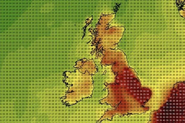 UK weather maps show 36c heatwave surge as nine counties could melt – full list