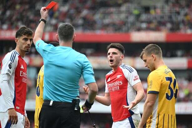 Premier League clubs make referee demand as Arsenal rage over Declan Rice sending off