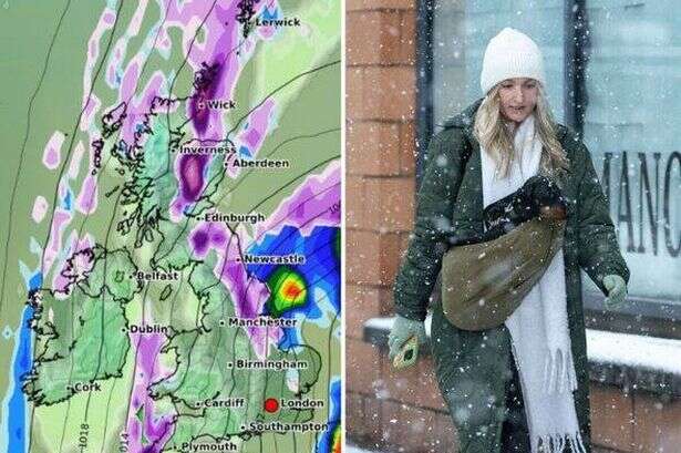 UK could see 132 hours of 'non-stop' snow as weather maps see Britain go purple