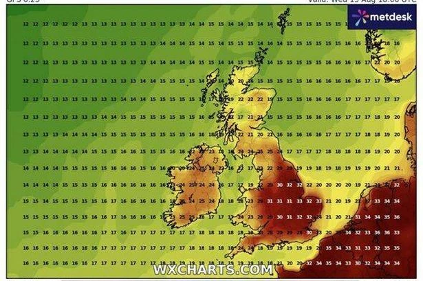 UK weather maps show 6 days in August when 30C scorcher to hit 23 counties