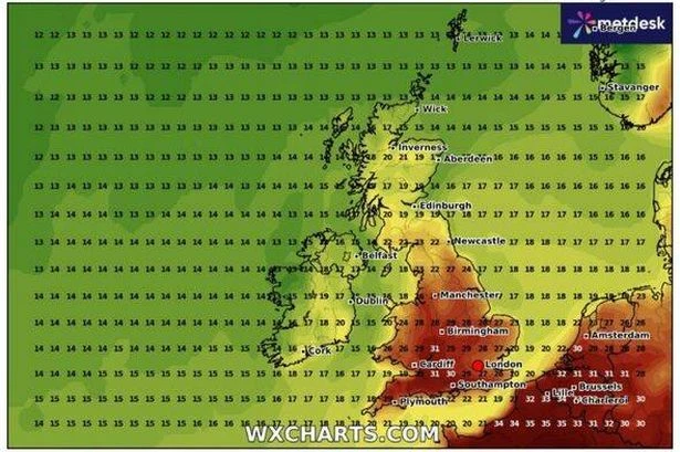 The 12 cities turning volcanic red on weather maps as 31C Iberian plume blasts UK