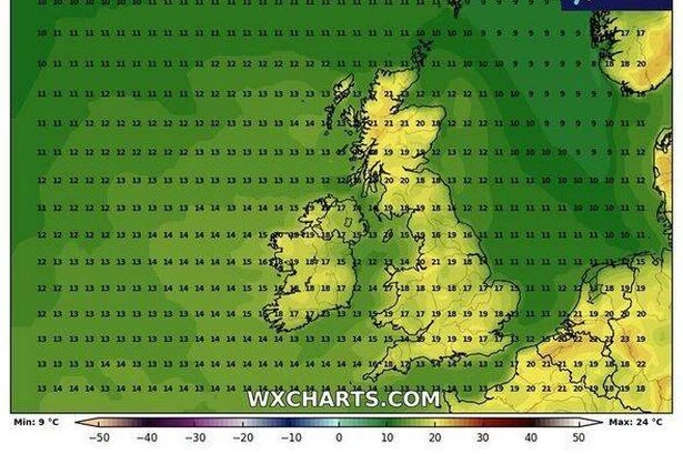 Weather maps show where 'mini-heat blast' will hit as temperatures soar to 23C