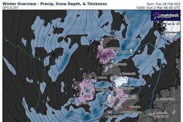 UK snow map shows 14 places to be hit as one region in firing line - full list