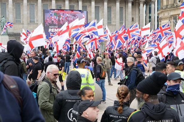 Urgent inquiry call as anti-migrant hate group blasts messages from stage in Birmingham's civic square