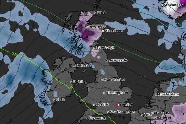 Exact date and time UK will see snow on Christmas Day according to new weather map