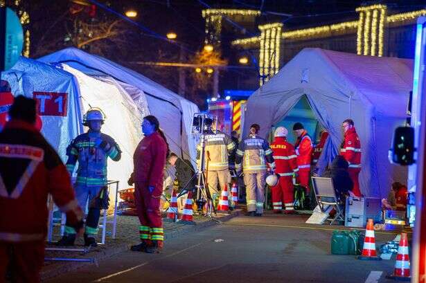 Horrifying footage shows BMW crash into Christmas market crowd 'killing 2 and injuring 70'