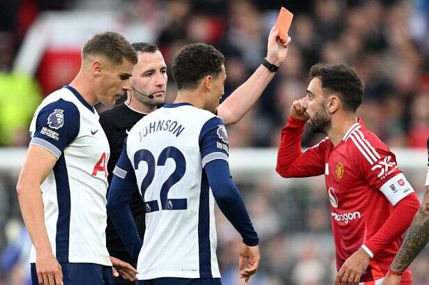 Man Utd handed new Bruno Fernandes red card verdict as Tottenham decision reviewed