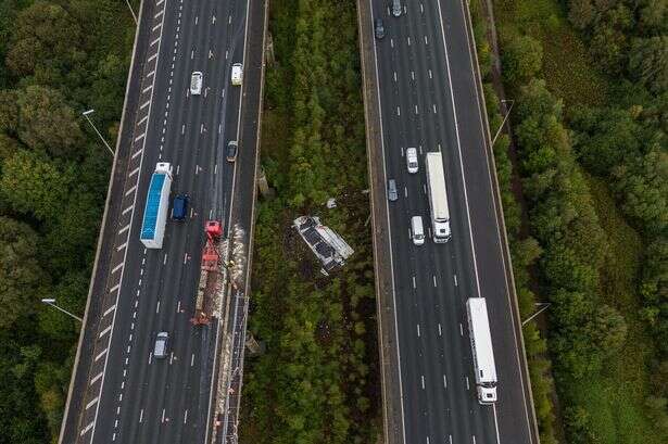 Moment M6 driver escapes life-threatening injuries as lorry plunges