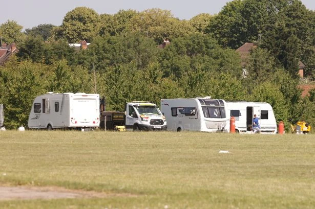 Travellers set up camp on children's playpark in Birmingham