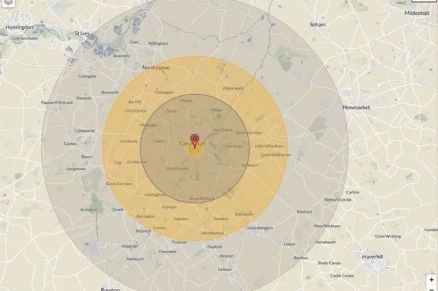 Frightening map shows what would happen if Putin dropped nuclear bomb on UK