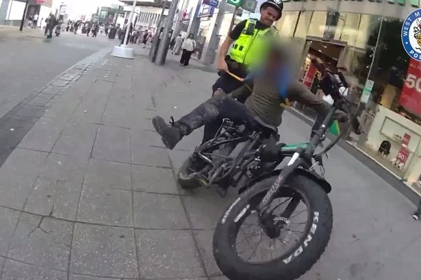 Dramatic footage shows police swoop on 'illegal e-bikers' in Birmingham city centre