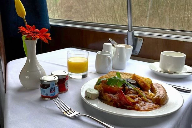 Gorgeous steam train ride from Birmingham where passengers get a fry-up and afternoon tea