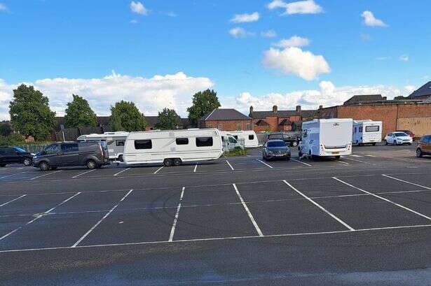 Travellers set up on Tamworth town centre car park