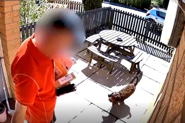 Moment Royal Mail postie kicks puppy in face before confrontation with owner