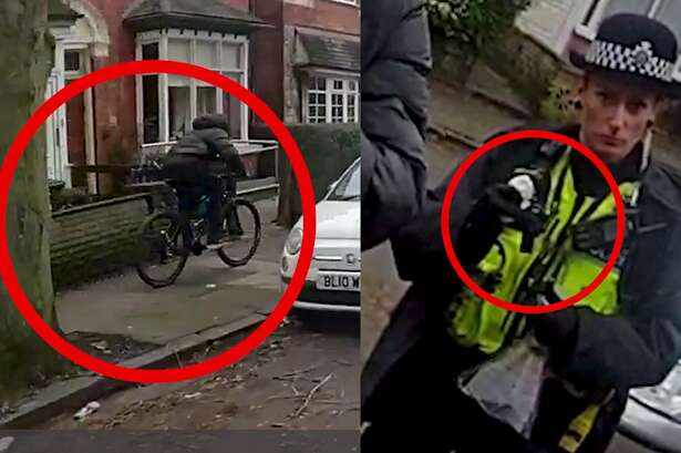 Moment knifeman chased down by police officer in Birmingham street