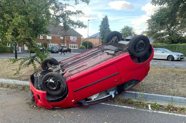 Kings Road crash live as car left on roof after police chase