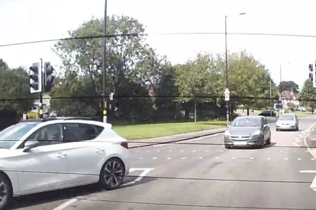 Moment Seat Leon dives wrong way on Birmingham roundabout
