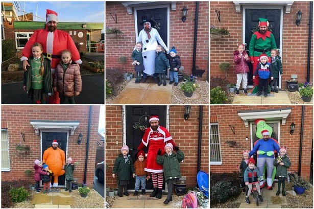 The heartwarming reason dad wears Christmas outfits to drop children off at school