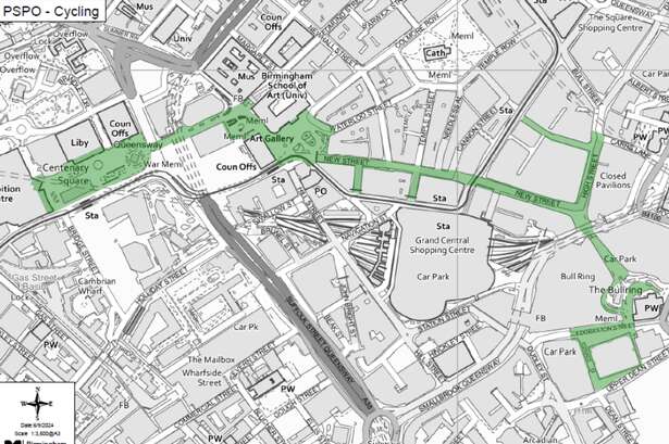 Birmingham city centre zones where ‘dangerous’ cycling could cost riders £100