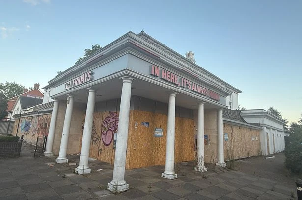 Site of UK's first TGI Fridays covered in graffiti and broken glass