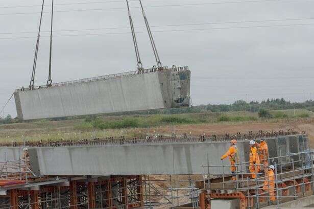 New footage of HS2 station in Solihull as it starts to take shape and bridge beams laid