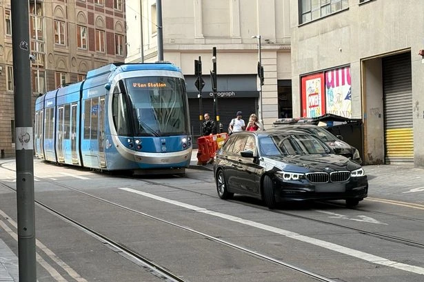 'Considerable delay' as BMW driver blocks tram tracks outside New Street station