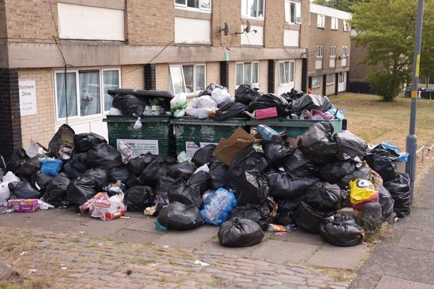 Mountain of bins bags as locals complain of weeks of missed collections