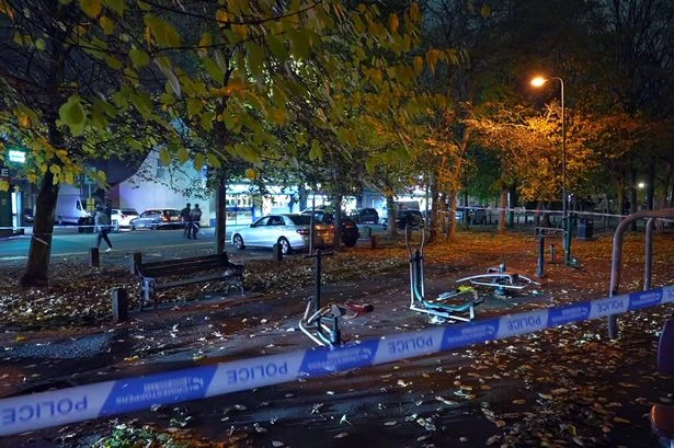 'Blood' spotted on ground at sealed triple stabbing scene - video