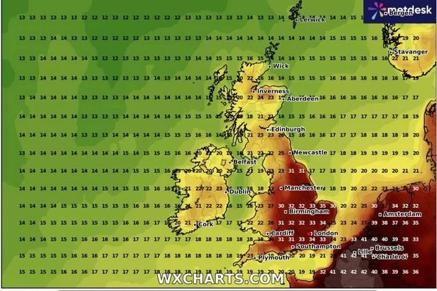 Weather maps turn red as another scorching 35C heatwave on the way