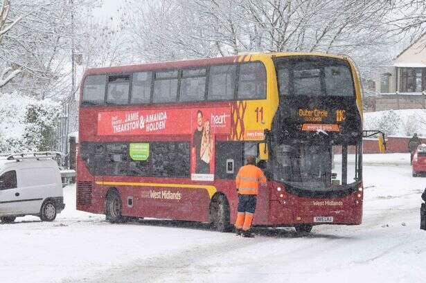 Full list of Birmingham bus service diversions in place today as snow covers city